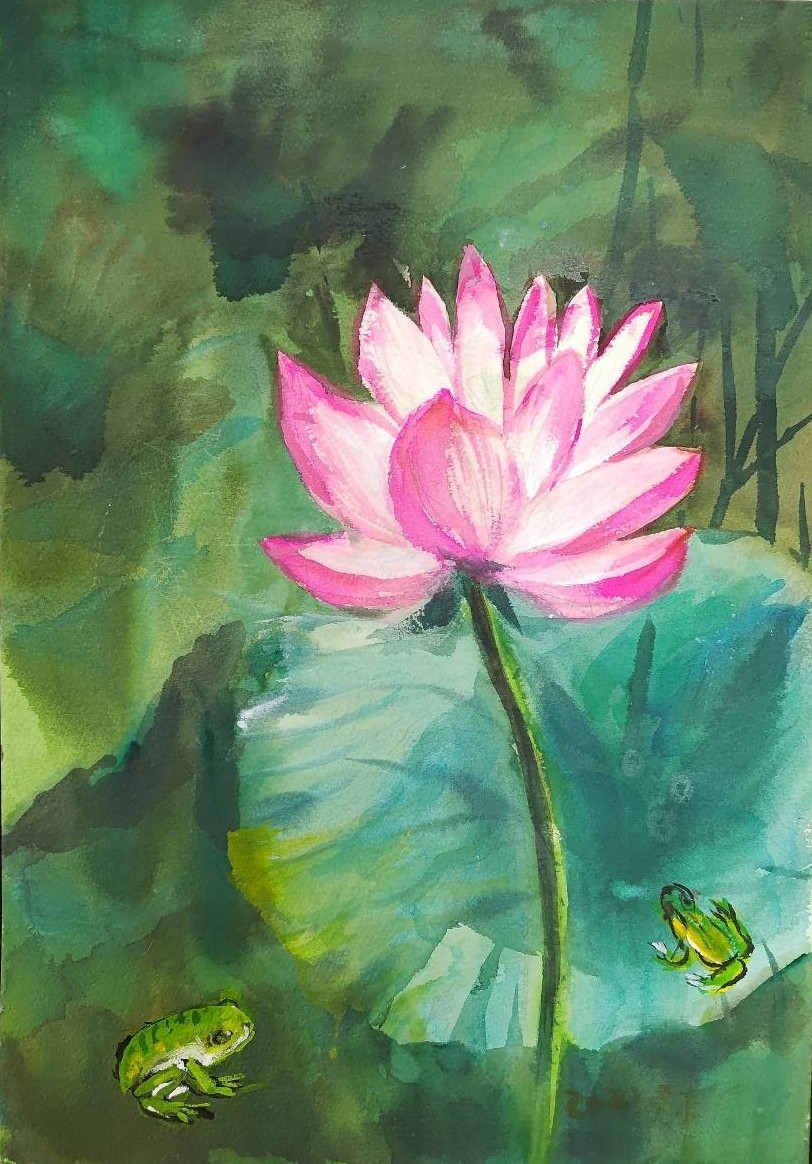 荷塘蛙鳴(水彩)