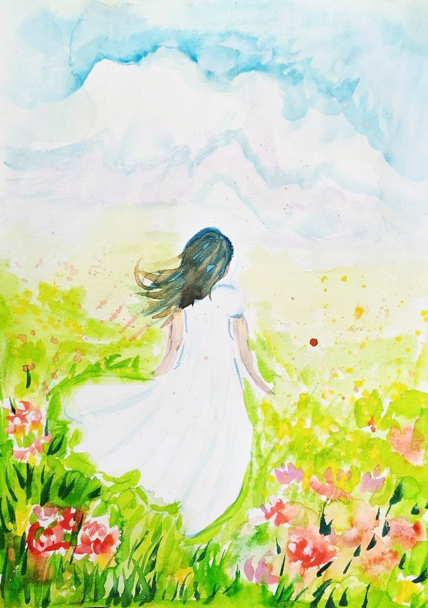 花間漫步(水彩)