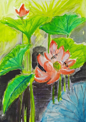 Link to 荷蕊採蜜(水彩)