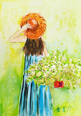 Link to 摘花(水彩)