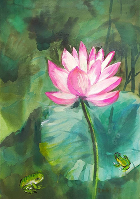 Link to 荷塘蛙鳴(水彩)